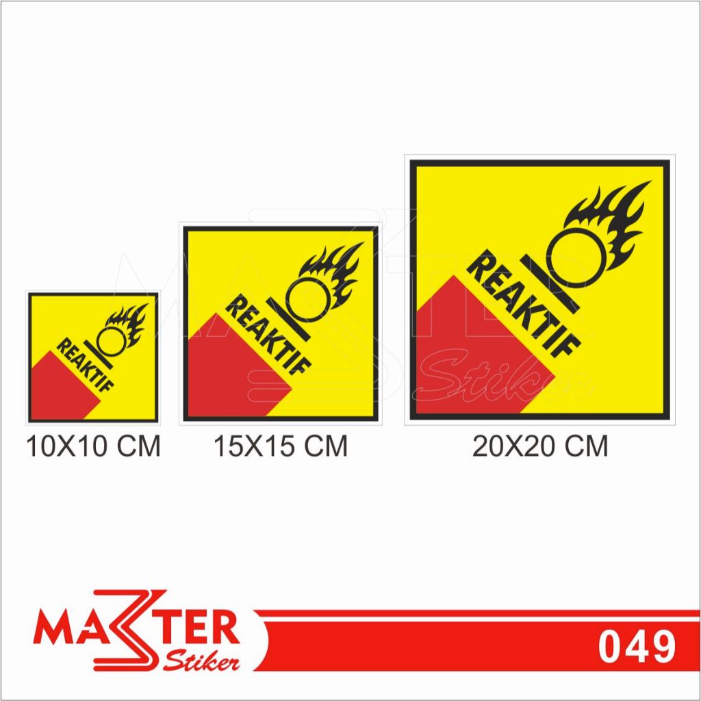 

049 - Stiker Reaktif, Simbol Limbah B3, Sticker Vinyl, Premium, Tahan Air, Termurah, dan Bisa Custom