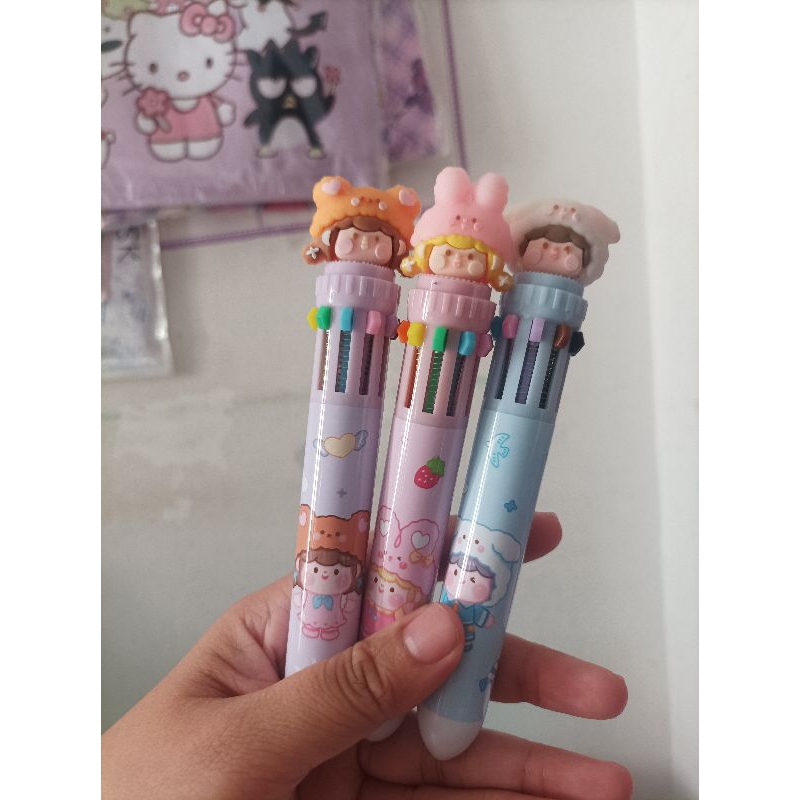 

Pen 10 warna Sanrio Pulpen warna pen lucu Pena 10 warna