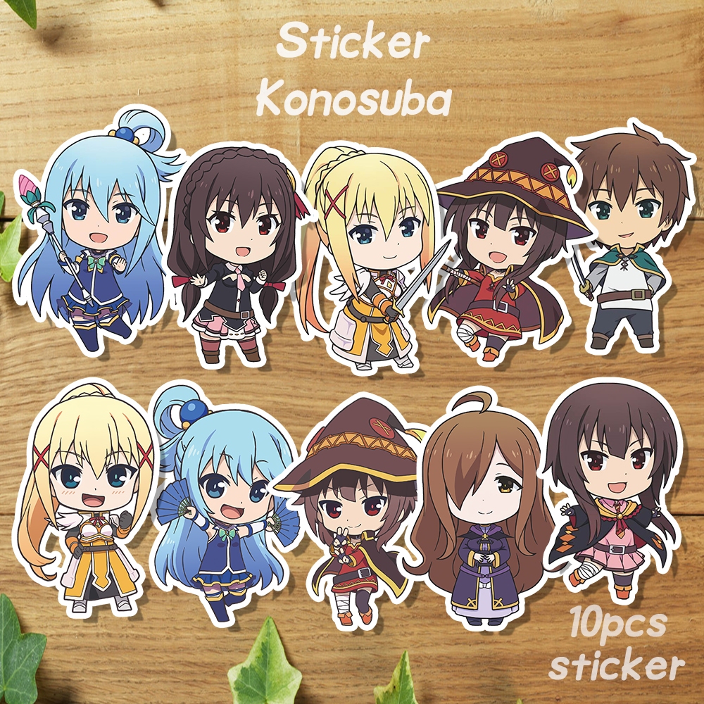 

Sticker Anime KonoSuba - Stiker 10pcs Karakter Kazuma, Aqua, Megumin Konosuba