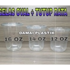 Diskon Gelas Oval Tutup Cembung U Cup 12oz 14oz 16oz Plus Tutup Cembung Datar Rata 22oz 18oz