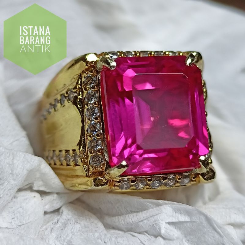 cincin batu permata Ruby catam kotak asli 100% original