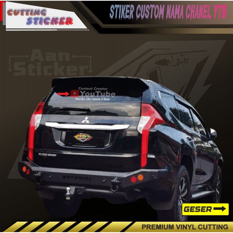 stiker custom nama youtube cutting stiker bisa riques nama chanel