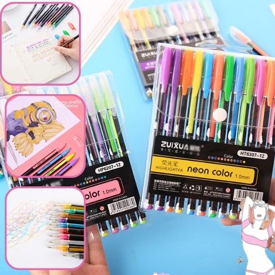 

KP8 SS Pena Glitter Metalik 1mm Isi 12pcs Pulpen Warna Warni Tinta Pastel Neon Color Pen Pastel Ballpoint Craftwork Scrapbook Gel Ink Highlighter Penanda Buku Warna Warni Ujung Lembut