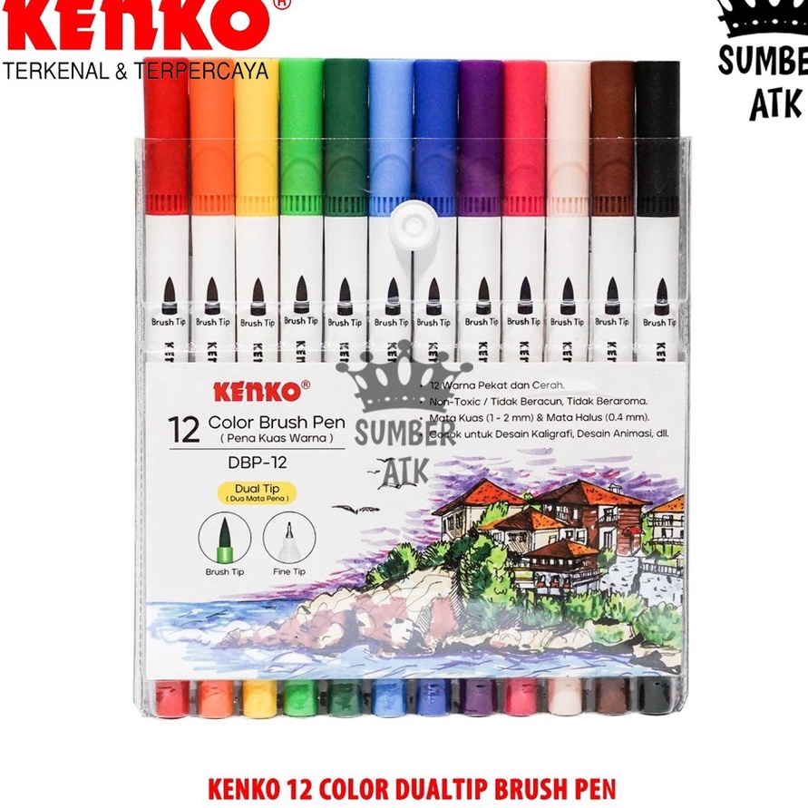 

HJ6 Color Brush Pen Pena Kuas Warna KENKO DBP12 12 Warna Color