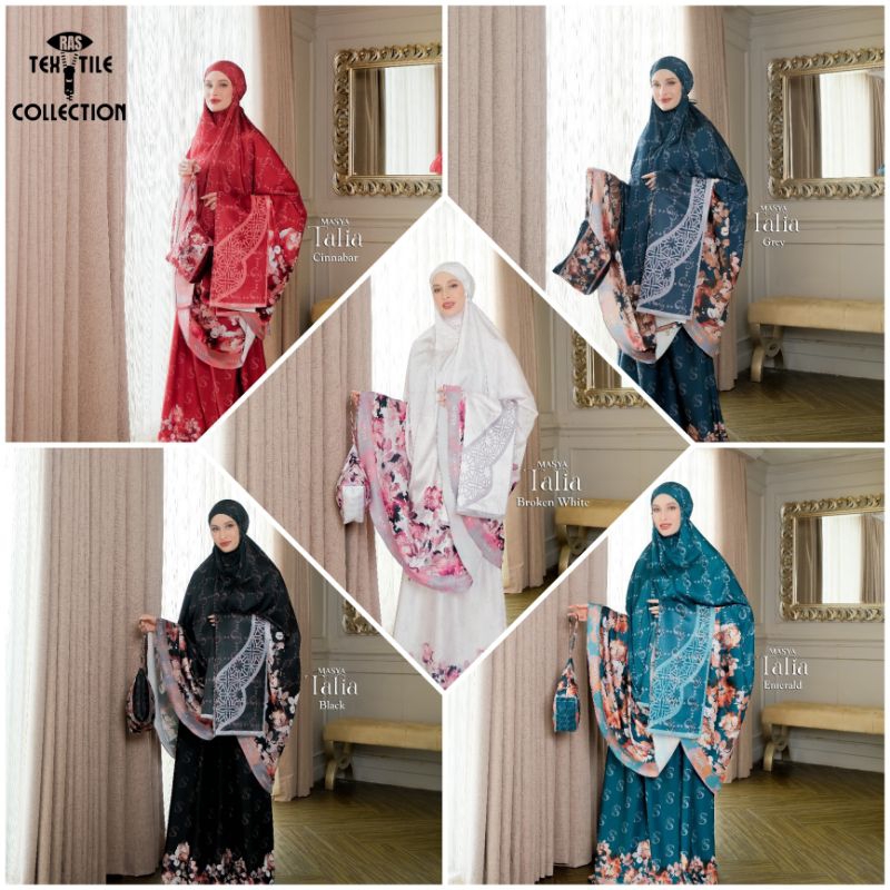 Mukena Mewah Prayer Set Armani Silk Premium Motif Masya Syari Original Terbaru Talia Madenia Syari B