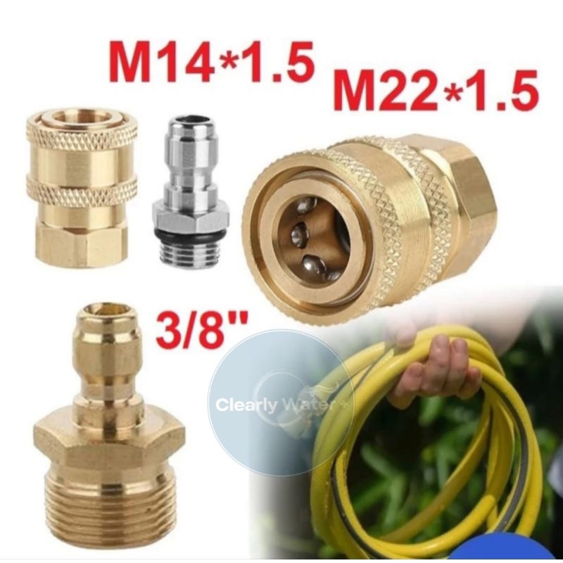 Couple Nepel Angin Adaptor M22 1/4 Male M22X1.5 Quick Release