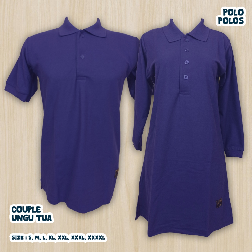 S-XXXL Kaos Polo Couple Ungu Tua Tunik Muslimah Seragam KeluargaKantor/Olahraga/Outbond/Santai