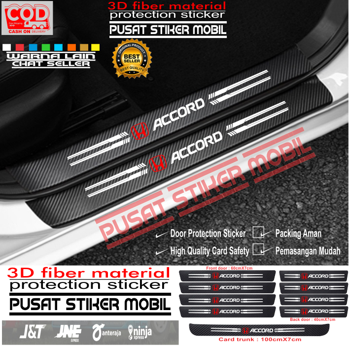 Sticker Carbon Sill Plate Mobil Accord 3D Door Sill Plate Guard Honda Stiker Karbon Pelindung Pijaka