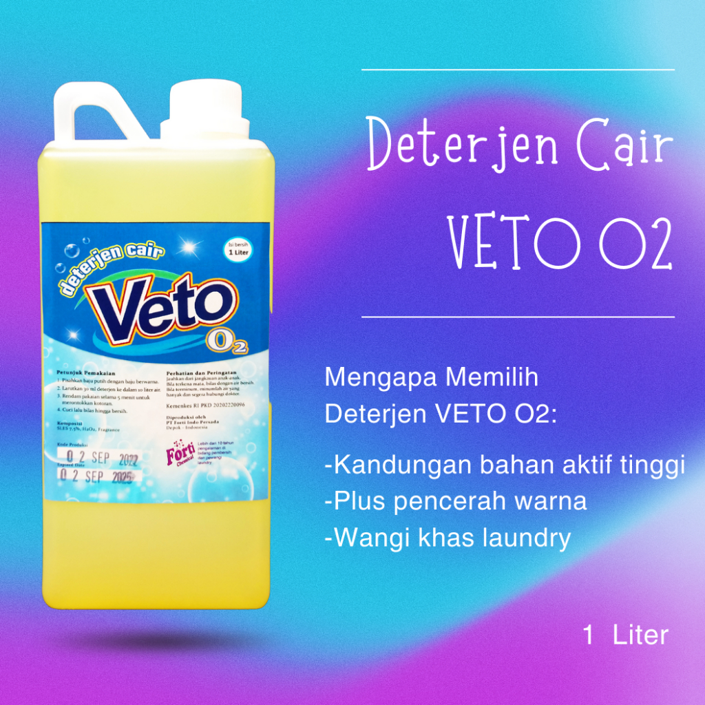 VETO O2 Deterjen Laundry Cair 1 Liter - Botol