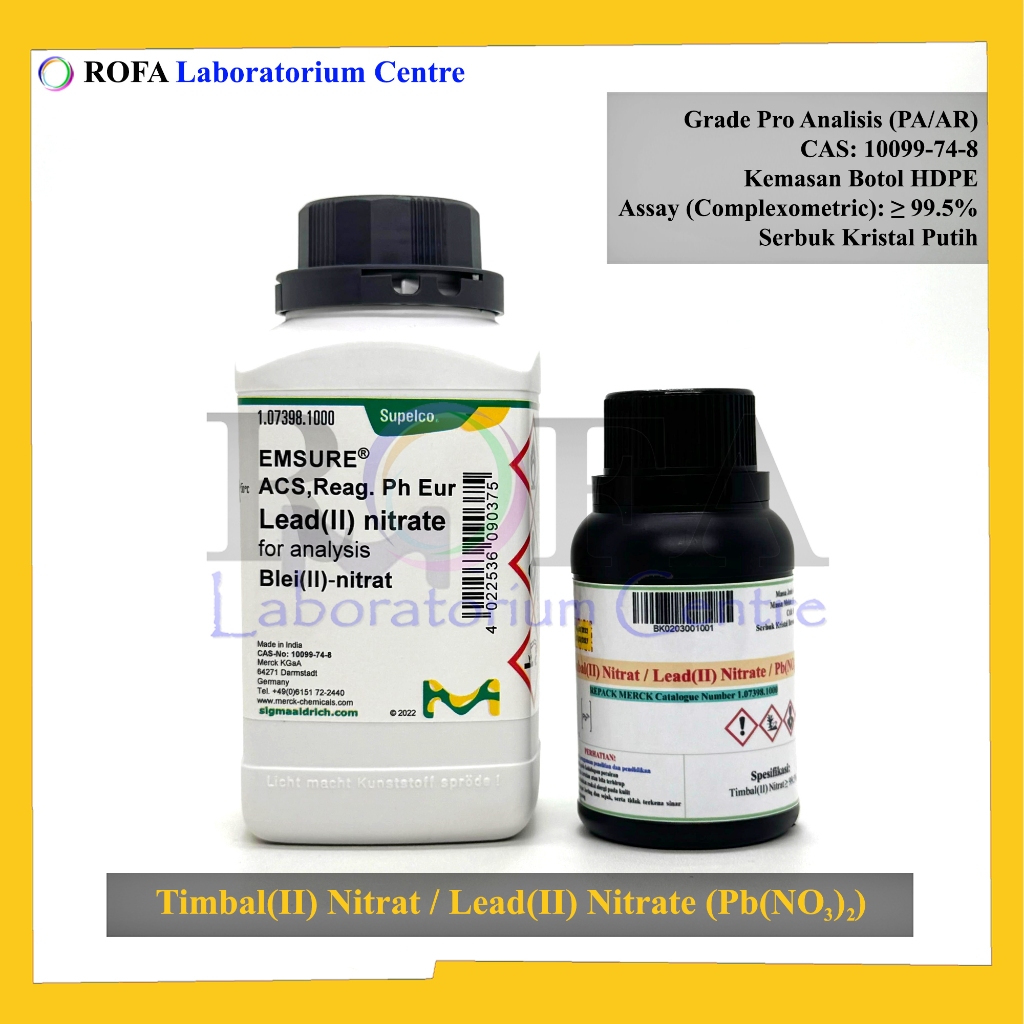 Timbal (II) Nitrat / Lead (II) Nitrate / Pb(NO3)2 Pro Analis Merck Eceran 5 Gram