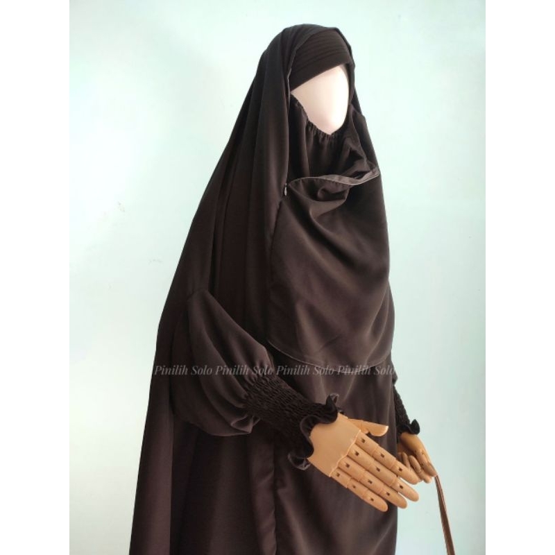 Jilbab Ritz Cadar Ritsleting Lengan Khimar Instan Cadar Ritz Jilbab Lengan Jetblack Wollpeach  Wolfi