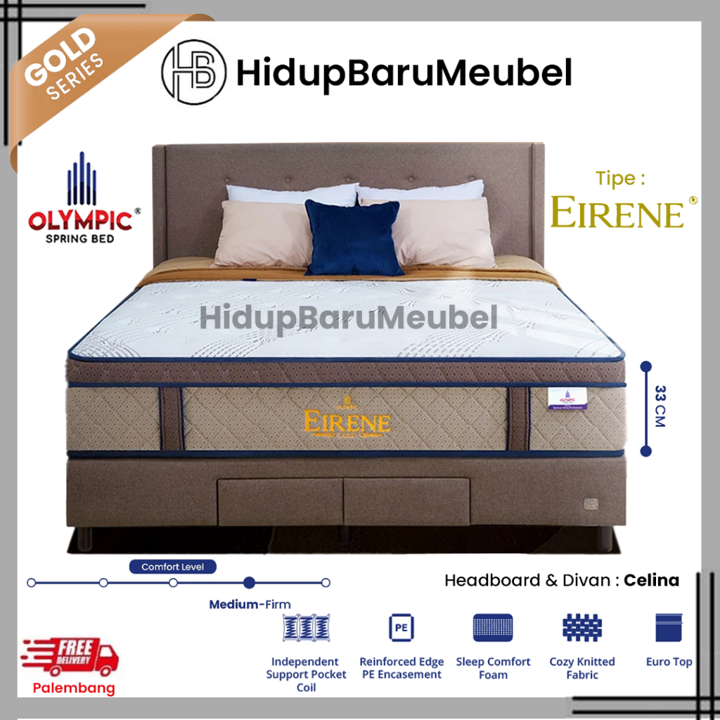 Spring Bed Olympic Gold Series EIRENE / Springbed Kasur Matras Pocket Spring Euro Top