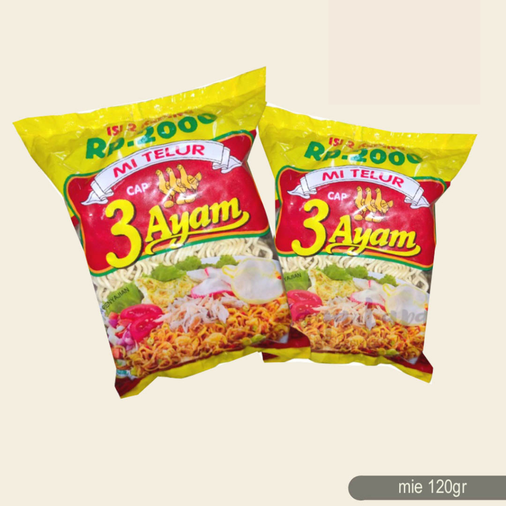 

Mie Telur cap 3 Ayam 120gr mie telur promo mie telur murah