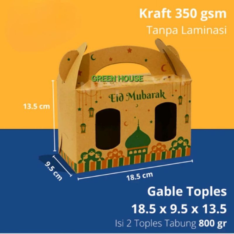 

GB18913 Gable Box Lebaran 2 toples Box Hampers idul Fitri Box Jinjing Box Toples Tabung