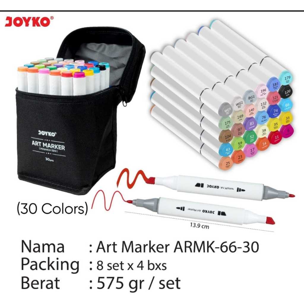 

spidol art markers warna manga anime arsitek joyko armk 66 - 30 warna fine color