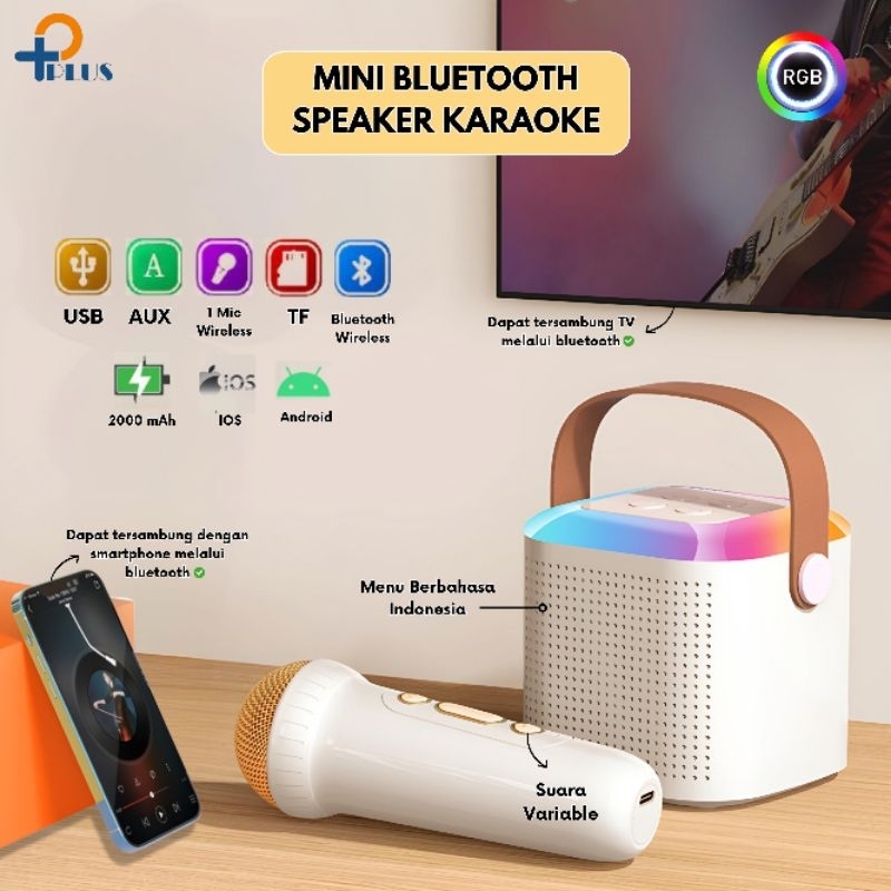 PPLUS Mini Speaker Bluetooth Karaoke Protable Set Mic Wireless / Protable Mini Outdoor Speaker + Mic