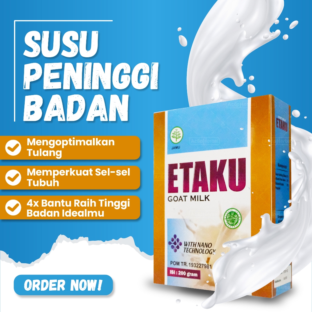 

Susu Etaku Peninggi Badan Penambah Tinggi Badan Untuk Anak Remaja Dewasa Badan Ideal Sehat Susu Kambing Walatra Etaku Original Bpom Halal Mui