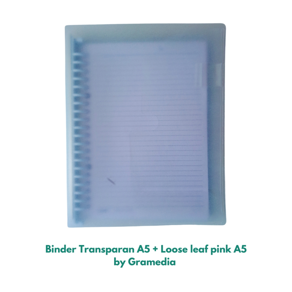 

Binder transparan + loose leaf pink A5 by Gramedia | VEEVIE