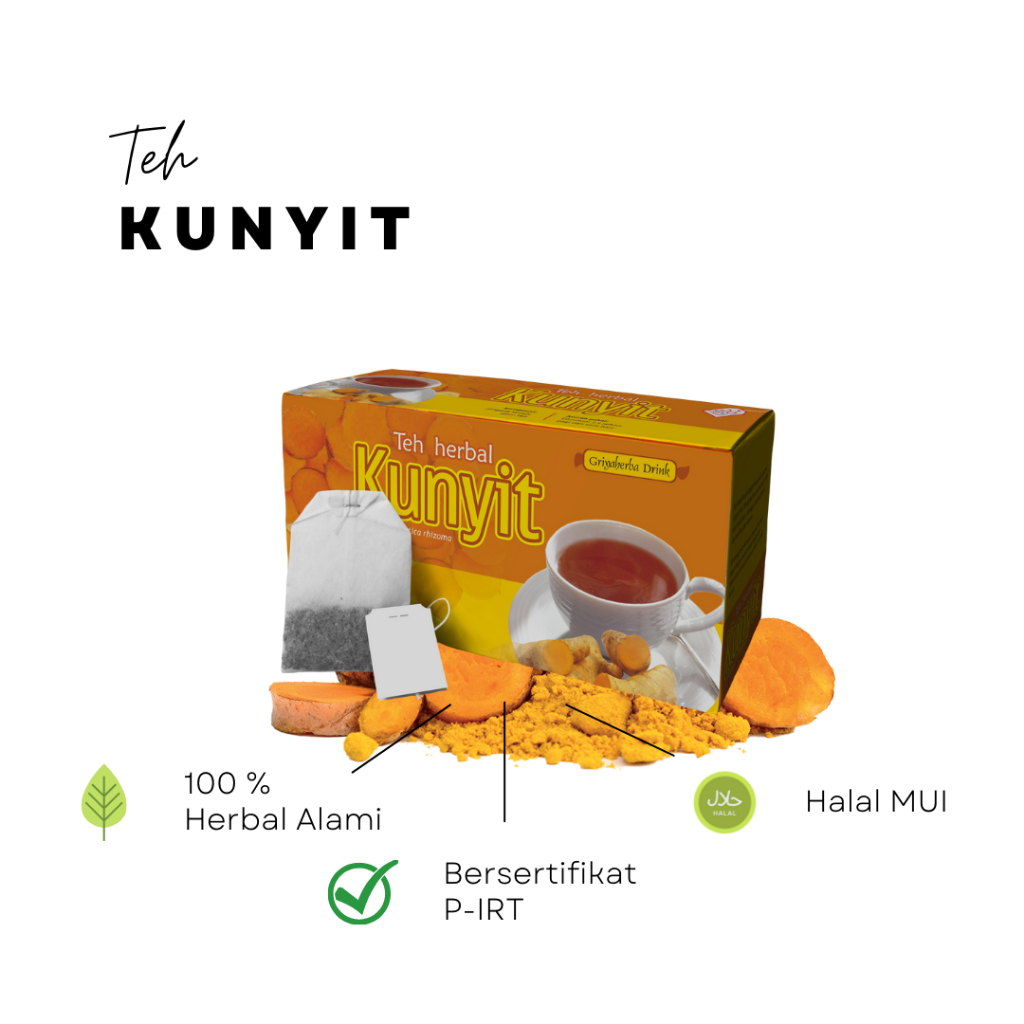 

Teh Herbal Kunyit Isi 20 kantong Teh Celup Membantu Meredakan Maag Asam Lambung Original Griya Herba Halal