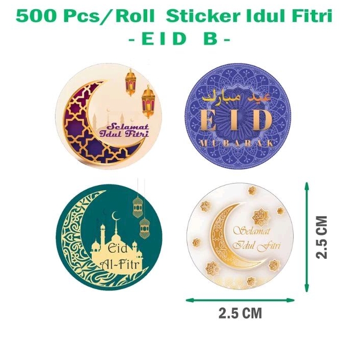 

500Pcs Stiker Idul Fitri 2.5x2.5cm 4 motif