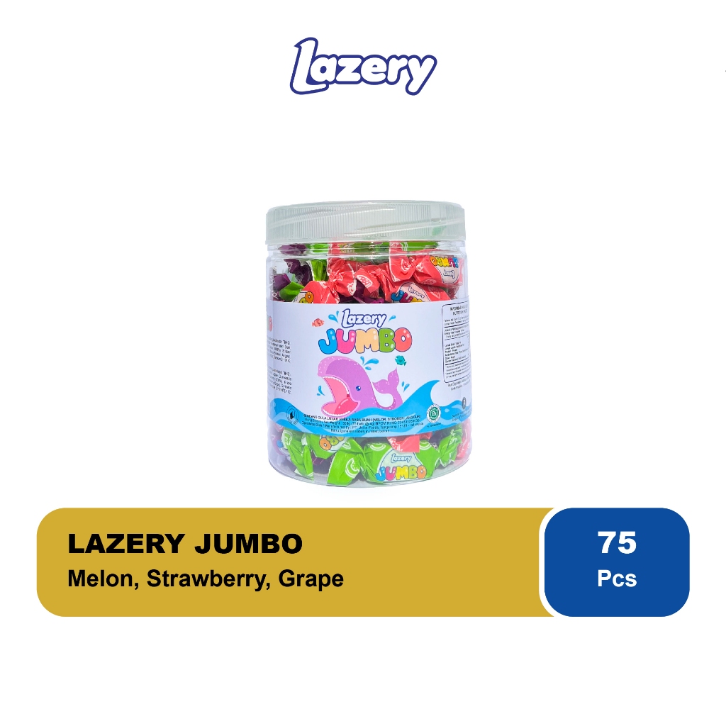 

Permen Lazery Jumbo 300 g Ples - Lazery Jumbo Strawberry Melon Grape Candy