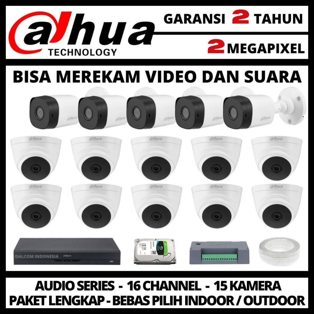 PAKET CCTV DAHUA 2MP DVR 16 CHANNEL 15 KAMERA