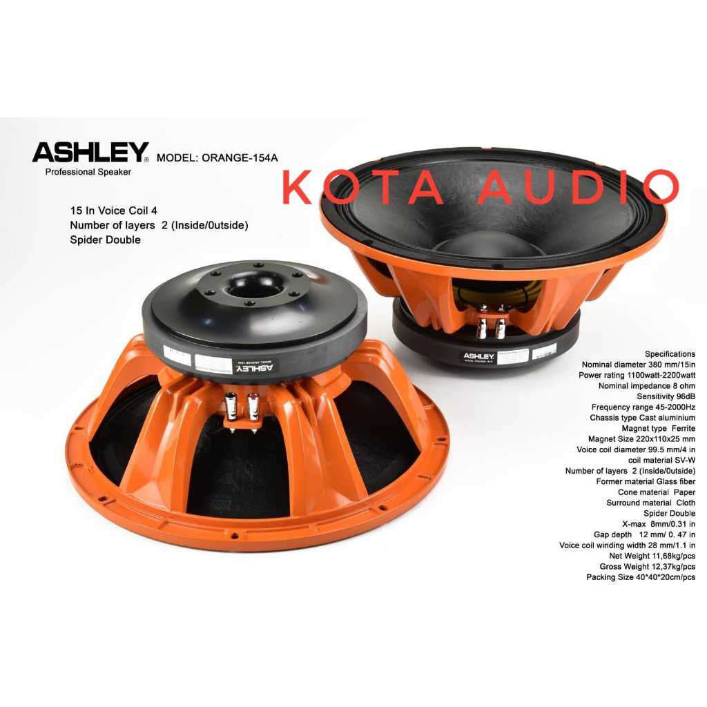 SPEAKER KOMPONEN ASHLEY ORANGE 154A/ ORANGE 15 A 15INCH ORIGINAL