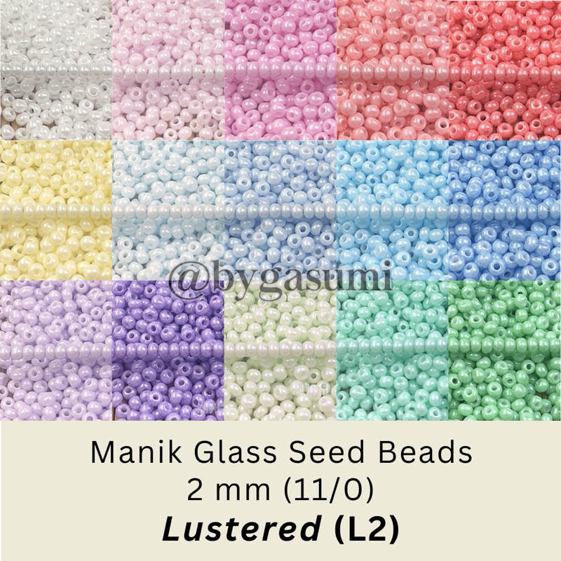 (L2) 10 & 50 Gram Manik Premium Ukuran Seragam 2 mm 11/0 Lustered Glass Seed Beads Soft Pastel Gloss