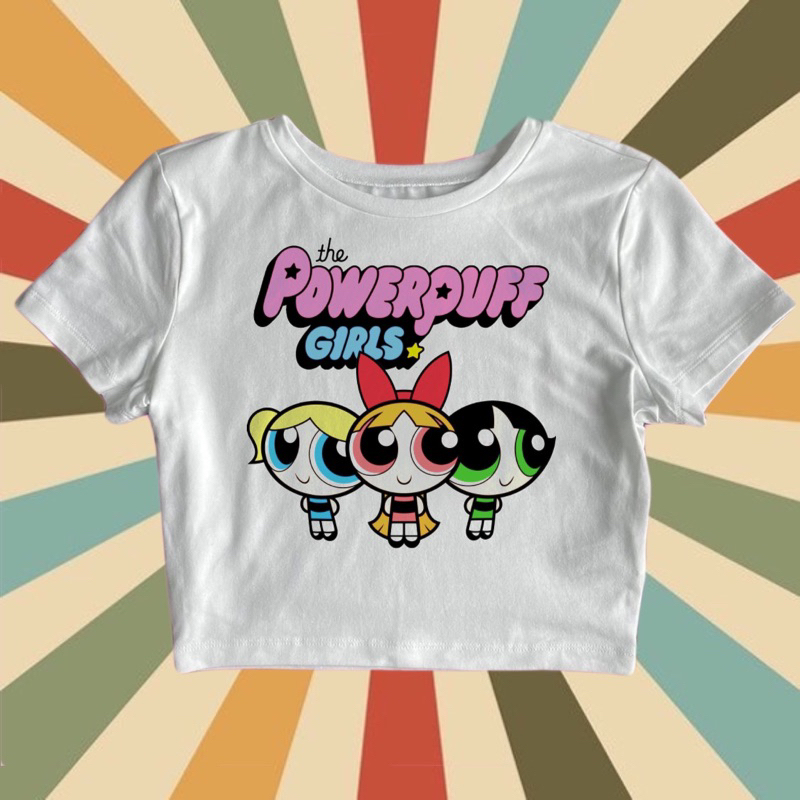 CROP TEE POWERPUFF | KAOS CROP TOP POWERPUFF OVERSIZE WANITA MOTIF | CROPTEE WOMAN