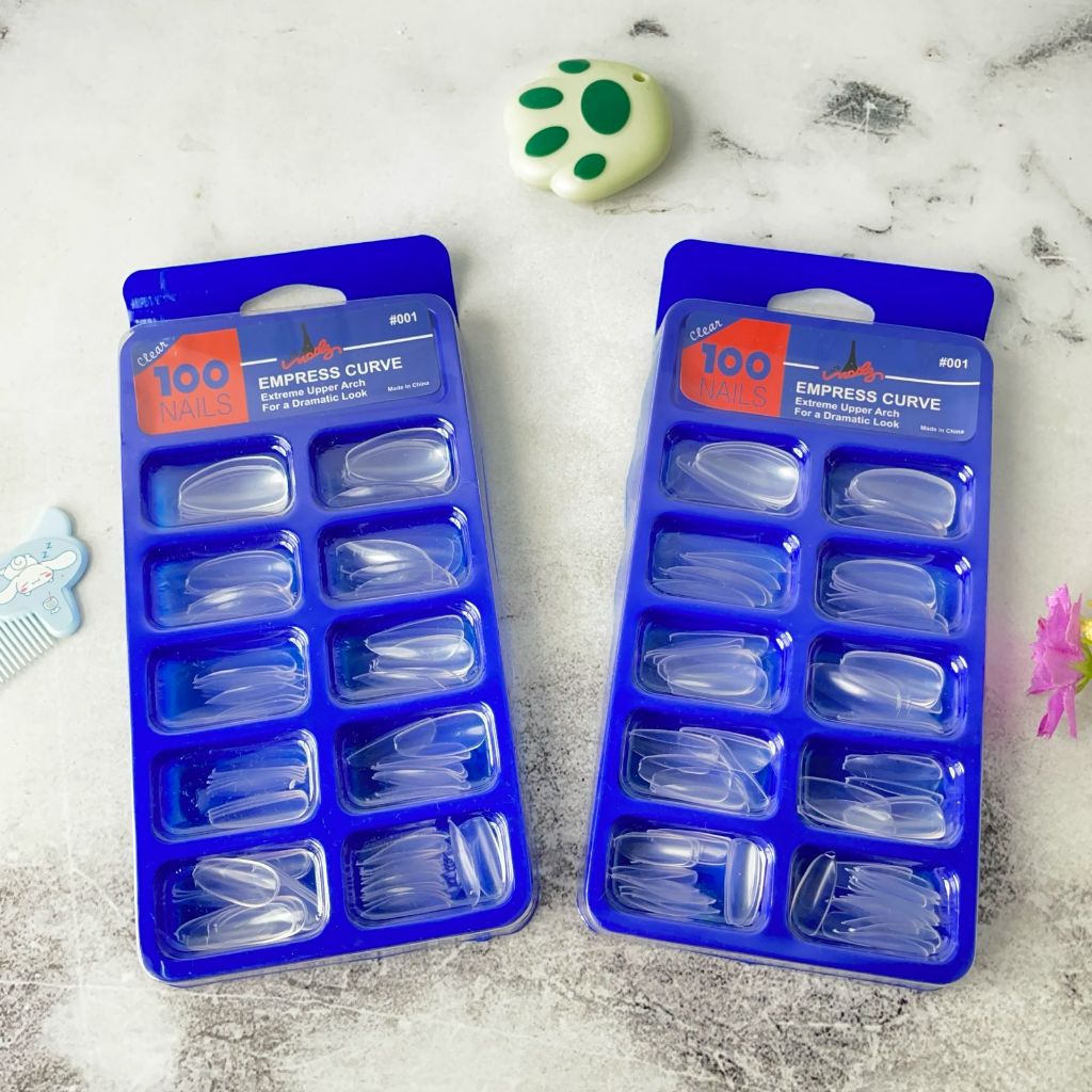 Lem Tempel Kuku Palsu Transparan 1 Set isi 24 PCS Kuat Harga Termurah / Sticker Fake Nail Warna Beni