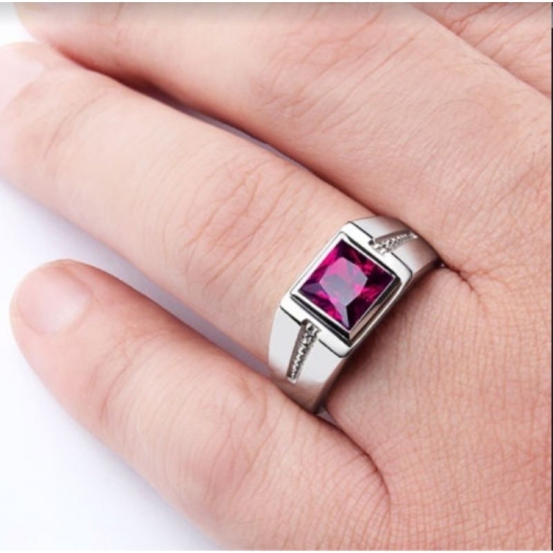 Cincin Silver Batu Merah/ Cincin diamon Merah Mewah /Cincin Manik Cincin Batu Permata Batu