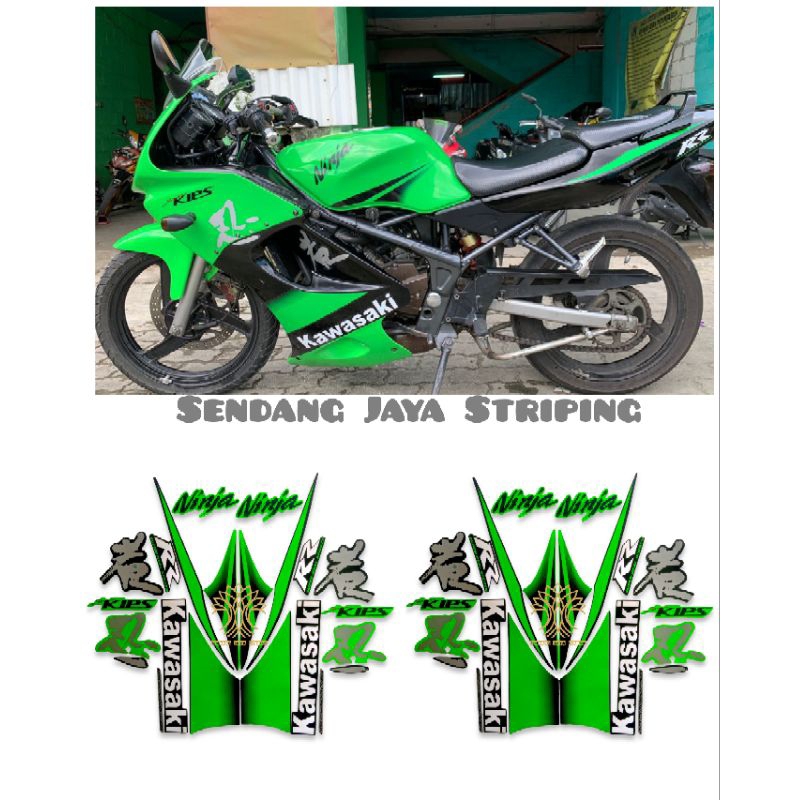 STIKER STRIPING LIS LES POLET STICKER BODY MOTOR KAWASAKI NINJA RR OLD GEN 4 2010 HIJAU STANDAR