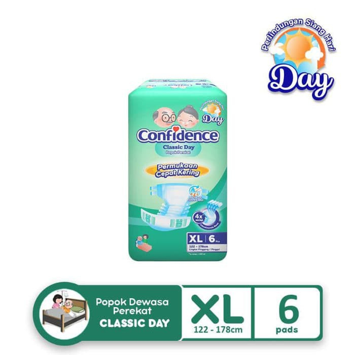 CONFIDENCE Classic Day XL6 Pampers Dewasa Tipe Perekat XL Isi 6