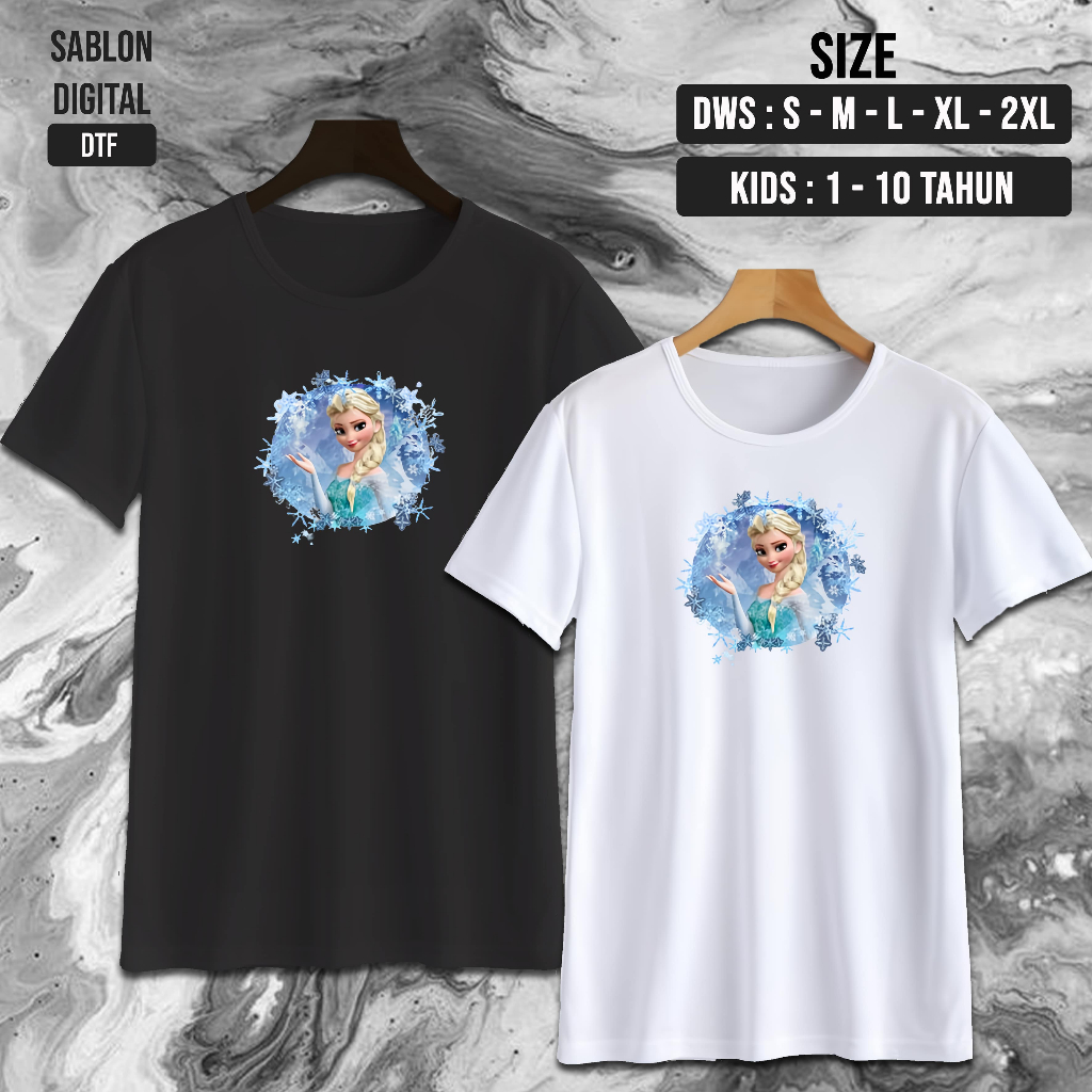 NW0242 Kaos ELSA FROZEN / FROZEN / kaos KARTUN ELSA FROZEN / Baju Kaos Oblong / Baju Anak / Kaos Dew