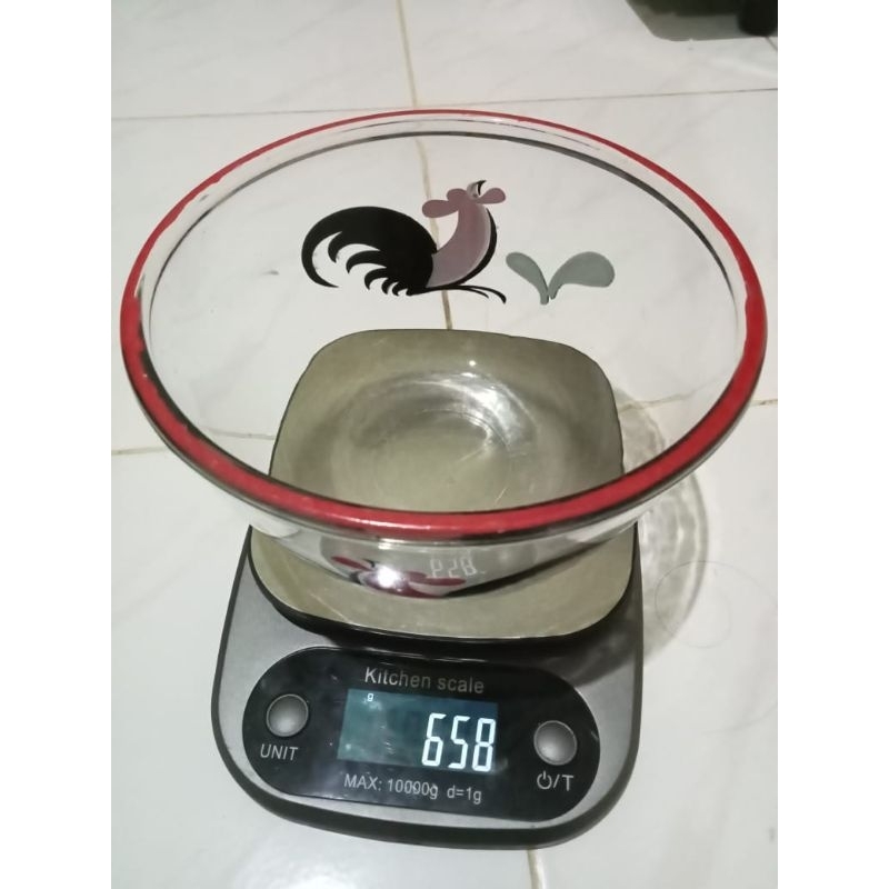 mangkok kaca motif ayam jago