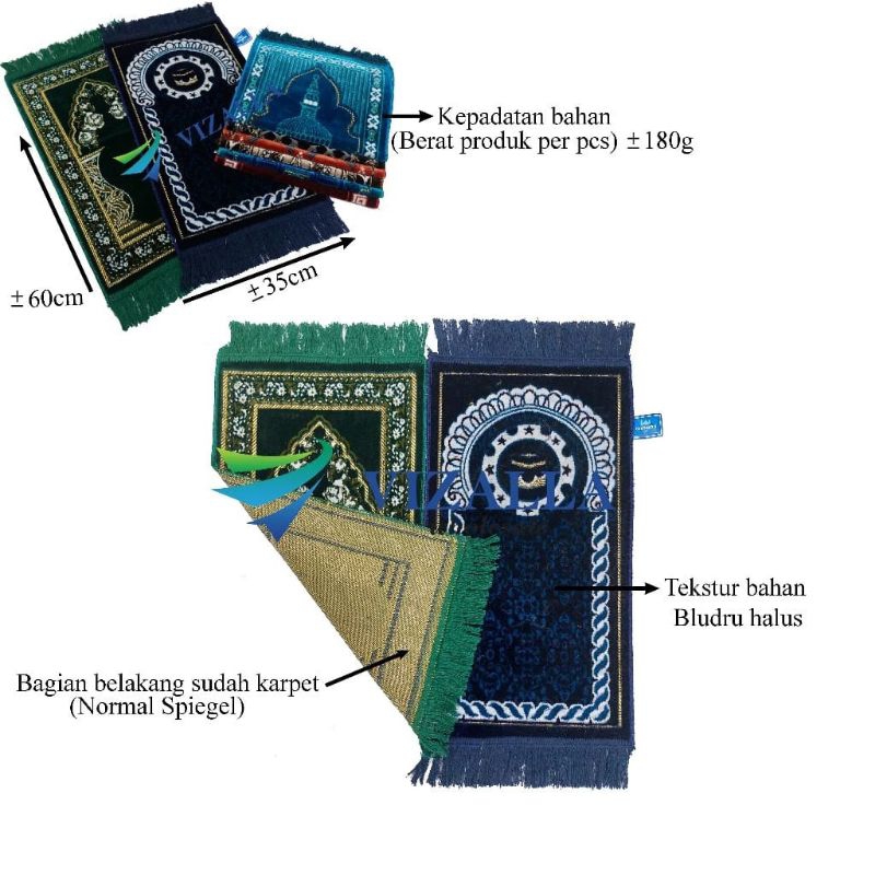 SAJADAH WAJAH/SAJADAH KECIL BULU/SAJADAH TURKEY SIZE 35X60 CM