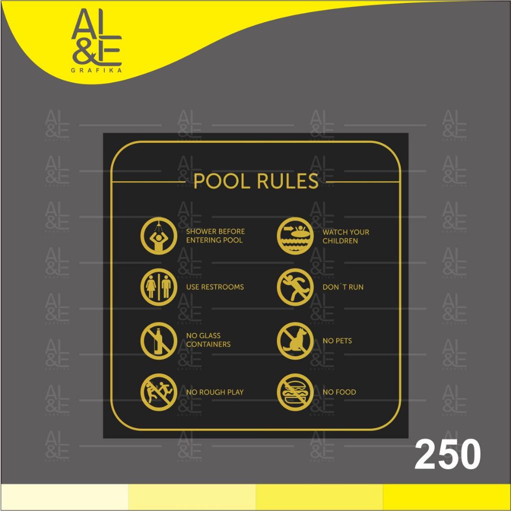 

250 - Stiker Pool Rules, Aturan Kolam Renang, Sticker Vinyl, Cetak Premium Indoor _Tahan air
