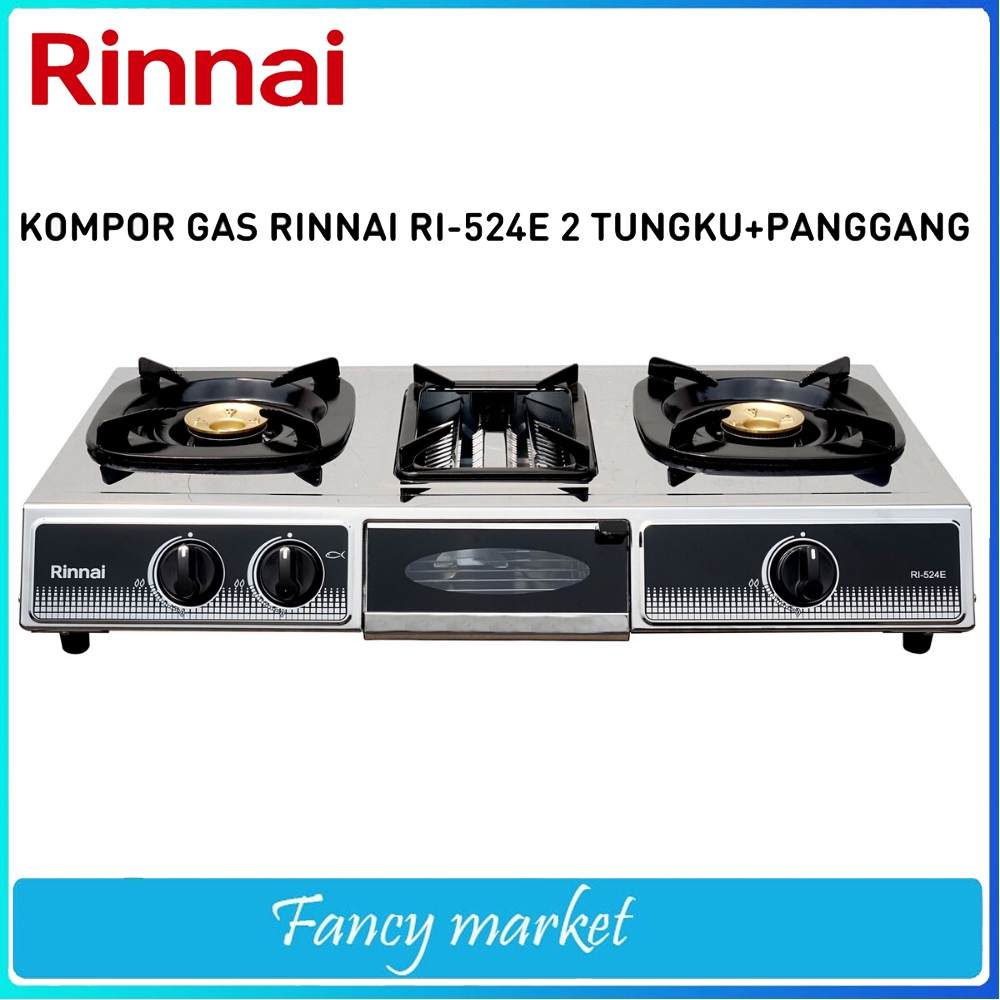 KOMPOR GAS 3 TUNGKU RINNAI Gas RI-524E Rinnai Kompor Gas 3 Tungku