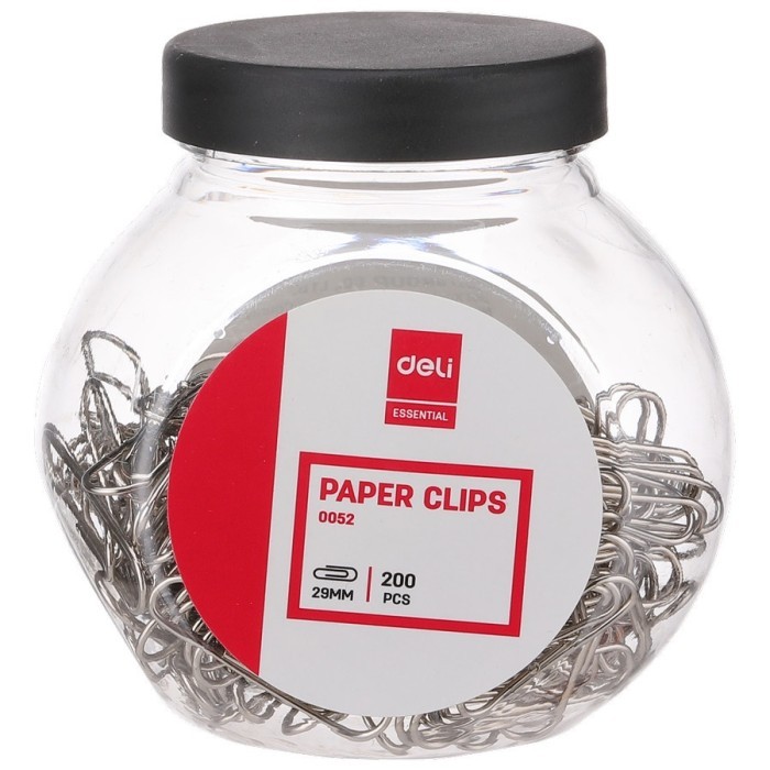 

DELI E0052 Paper Clips 29mm 1 Tube 200 Pcs Paperclip Ketas ATK Kantor