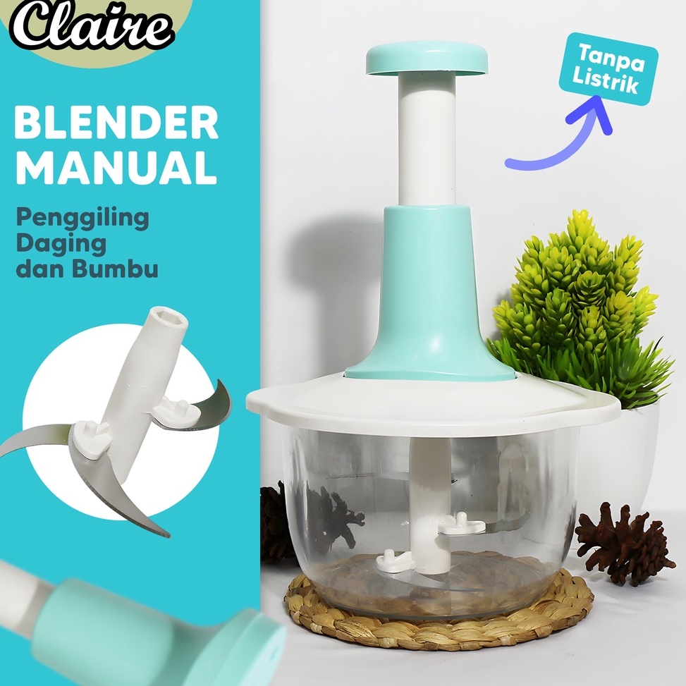 Blender Penggiling Daging Bumbu Mini Cutter  Gilingan Daging Tanpa Listrik  Blender