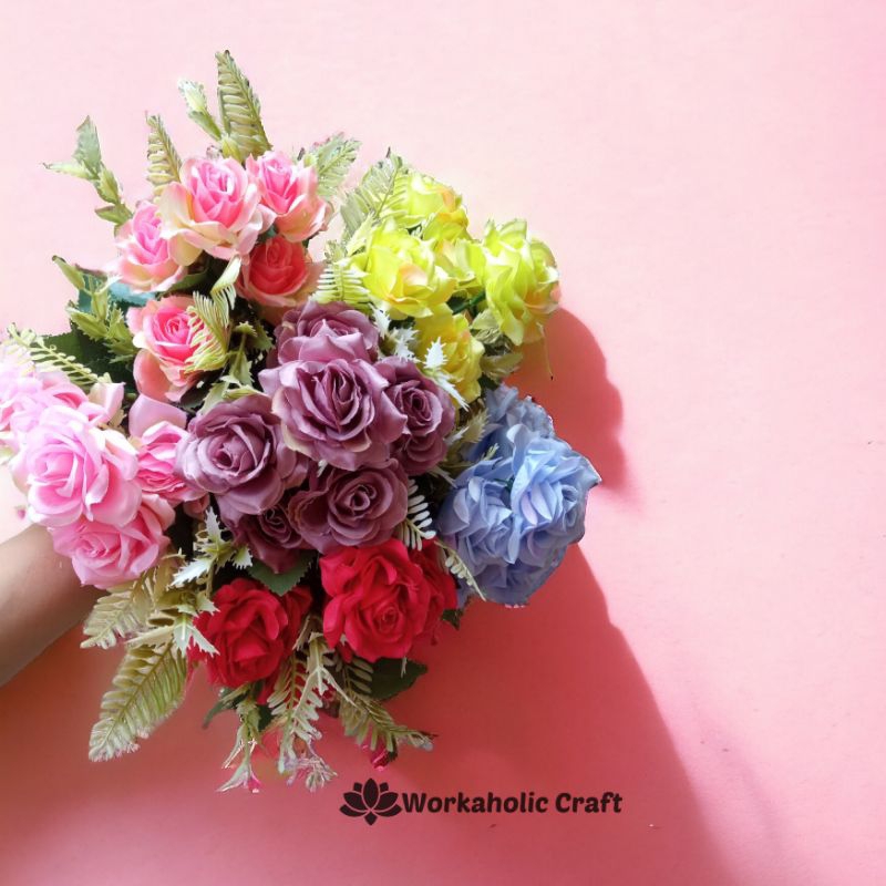 Bunga Mawar Holland Artificial Tangkai Bunga Bahan Dekorasi