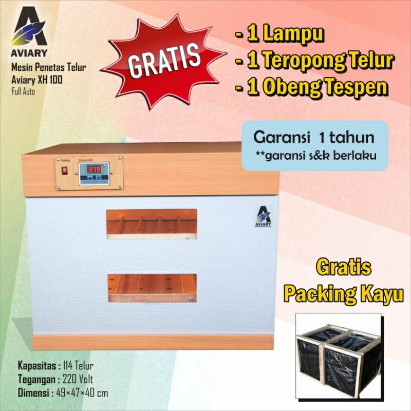 Mesin Penetas Tetas Telur Full Otomatis Kapasitas 114 Telur