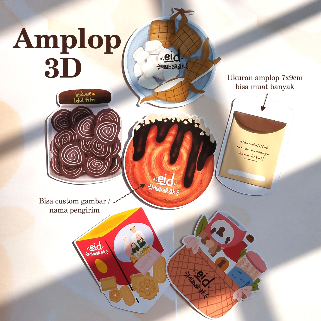 

AMPLOP LEBARAN 3D / VIRAL / CROMBOLONI / IDUL FITRI / UNIK / ANGPAO THR / 2024