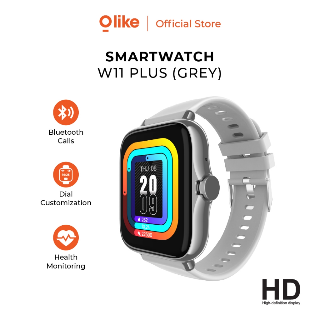 [CUCI GUDANG] OLIKE W11 Plus  HW56 Smartwatch | Sport And Health Monitoring | Jam Tangan Pintar | Bluetooth Call   LIVE-Silver