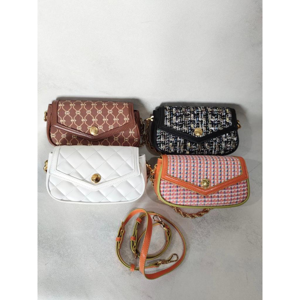 BAGSBUNNY15 ck 1789 Tas wanita este tweed chain handle bag