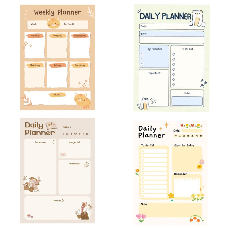 

30 lembar memo notes daily planner / weekly planner