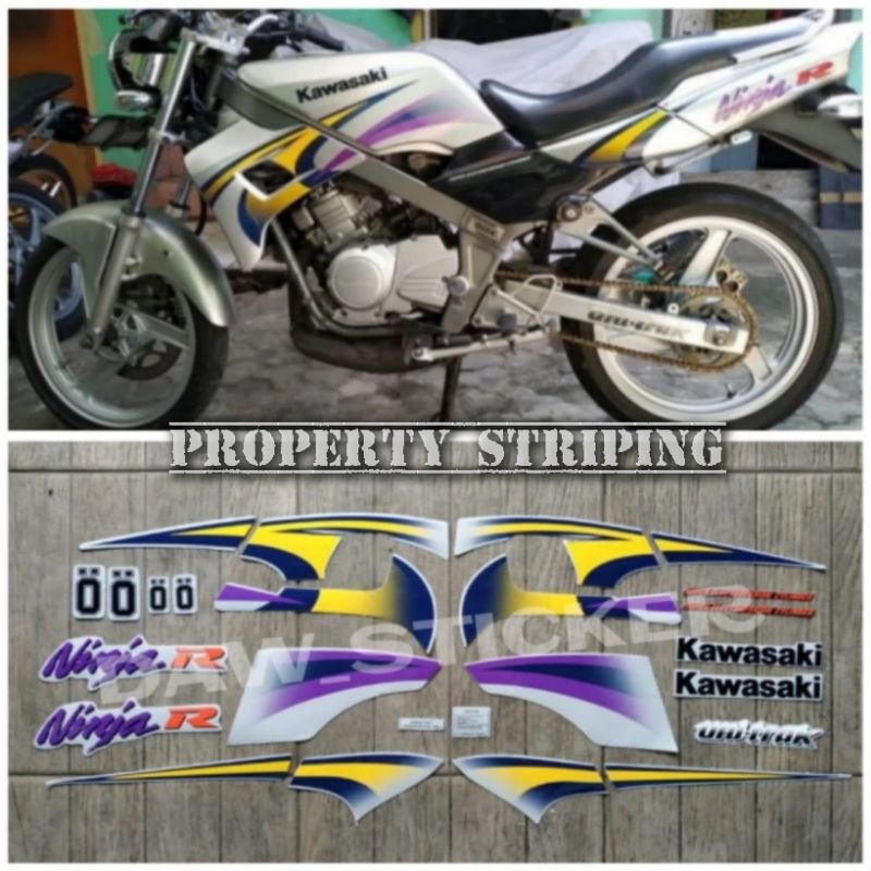lis stiker striping montor NINJA kiss warna silver tahun 2004