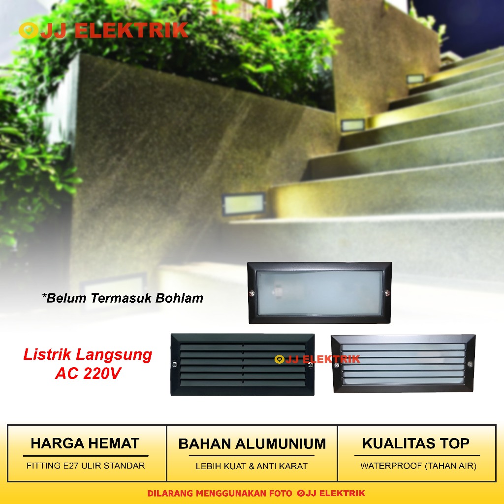 Fitting Lampu Tangga Waterproof E27 - Outdoor Tanam Dinding Anak Tangga Bisa Ganti Bohlam