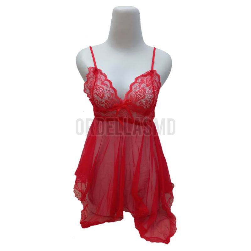 ORDELLASMD L004 Pakaian Tidur Wanita Fashion Dress Lingerie G String-Merah