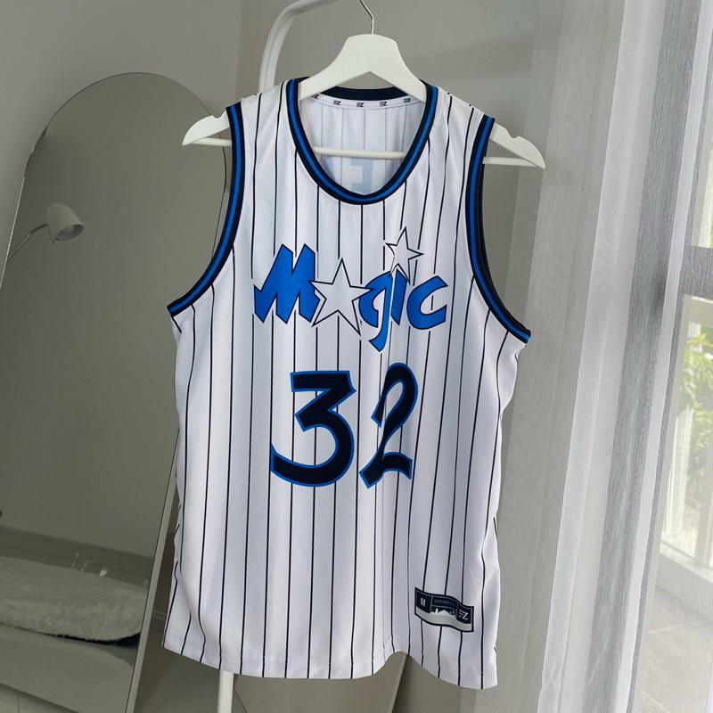 JERSEY BASKET ORLANDO MAGIC SHAQ O'NEAL 32 PUTIH WHITE STRIP SWINGMAN